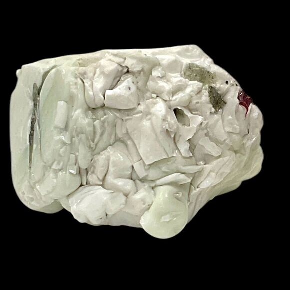 Lime White Ruby Tipped Art Glass Cullet Glowing Uranium Manganese Slag #5GX3 - Picture 4 of 7